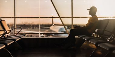 Person in airport waiting lounge