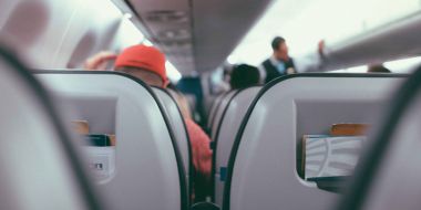 Inside an airplane